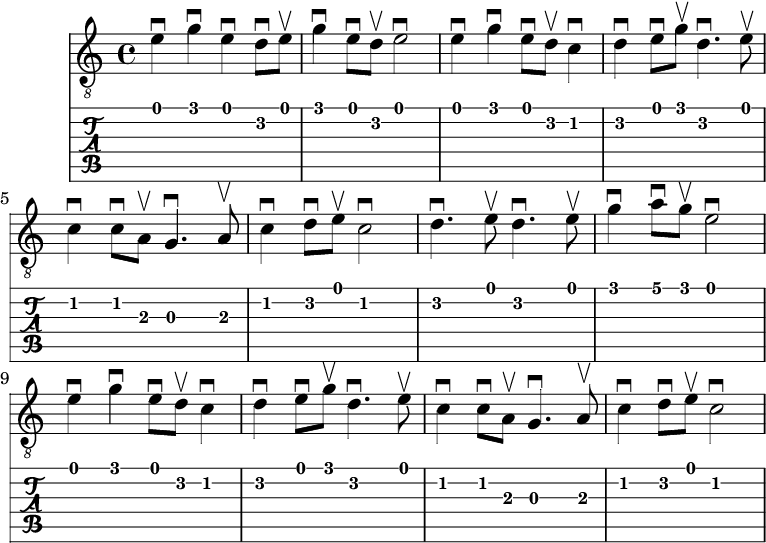 太湖船，使用開放弦，指定指法