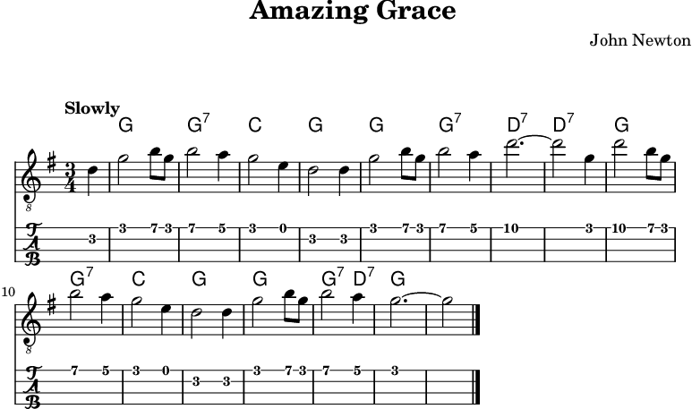 奇異恩典。G 大調，功能譜