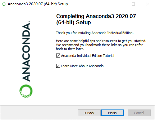 完成安裝 Anaconda 的流程