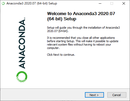 Anaconda 安裝程式的歡迎畫面