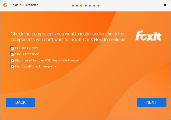 選擇 Foxit Reader 的元件