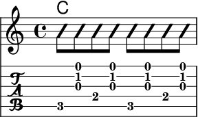 用 LilyPond 模擬吉他指彈