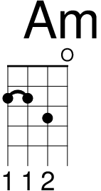 八度曼陀林 (標準定弦) 的 Am 和弦