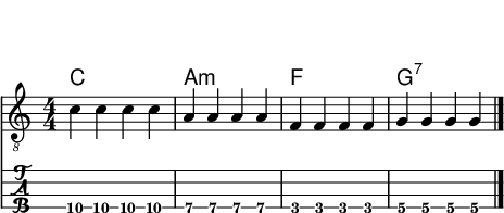 在 baritone 烏克麗麗上的四弦上彈奏貝斯音