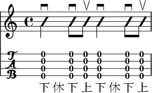 烏克麗麗四分音符及八分音符刷弦 (長刷)