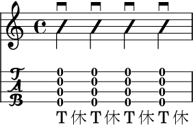 烏克麗麗四分音符刷弦 (短刷)